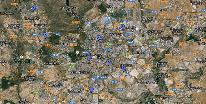 Mapa Fútbol en Madrid