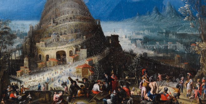 Marten van Valkenborch and Hendrick van Cleve. The Tower of Babelca. 1580, oil on canvas. Private collection, France, cm 53,00 x 76,00 x0,00