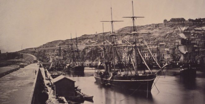 El vapor Said anclado en el puerto de Sète (1857)